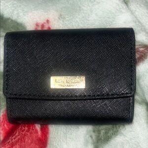 kate spade Black Saffiano cardholder with Gold Plaque